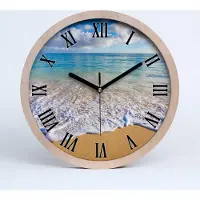 Tulup Holzuhr 25fi cm wanduhr - schwarze Spitzen - Hawaii-Strand
