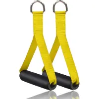 BAYLI 2er Set Einhandgriff für Widerstandsbänder | Trainingsgriffe [gelb] für Fitnessbänder, Expander | Kabelzug Griffe | Krafttraining Zubehör für Heimtrainingsgeräte, Fitnessgeräte | Heim Fitnessstudio