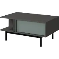 Mirjan 24 Couchtisch Alsy REG 12, Couchtisch mit Schubladen, Schwarze Metallfüße (Farbe: Anthrazit / Aloe)