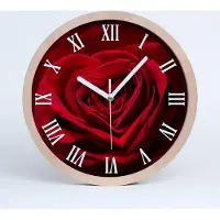 Tulup Holzuhr 30fi cm wanduhr - weiße Spitzen - rote Rose Herz