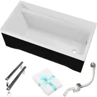 For you Aqua | Polimat Badewanne Gracja - 150x70cm - Acryl - Schwarz - Siphon Inklusive - mit Verkleidung