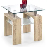 Halmar Glas Konferenztisch Diana h Quadrat - Dub-Sonoma / transparent / milchig