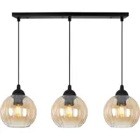 Light11 HOME Hängelampe Costa Schwarz 3-flg E27 Glas Kugel