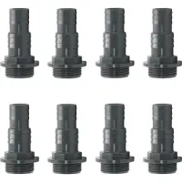 Haf 8x PVC Druckschlauchtülle mit 32mm 38mm x 1 1/2" | Schlauchtülle x Außengewinde | Schlauchverbinder aus grauem PVC-U | PN16 für Pool und Teich