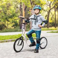 Fortuna Lai Kinderroller Scooter Tretroller Cityroller Kickscooter Roller Kinder Kickboard mit Luftreifen und Handbremse Scooter Kinder Wasserfest Faltbar ab 5 Jahre 16 Zoll Weiß 139 x 58 x 90-96 cm