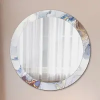 Coloray Ø80cm Spiegel - Glasrahmen mit Aufdruck - Wandspiegel Schlafzimmer - abstrakt flüssig Kunst