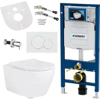 Geberit Hänge Wand Dusch WC Spülrandlos Toilette Taharet/Bidet Ventil Vorwandelement Set