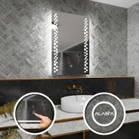 Alasta Rechteckiger LED-Spiegel 70x80 cm für Wohnzimmer, Schlafzimmer und Badezimmer