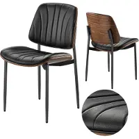 Vevor Retro-Esszimmerstuhl (2 Stk.) eleganter gepolsterter Leder-Beistellstuhl (158,76 kg belastbar) für Esstische