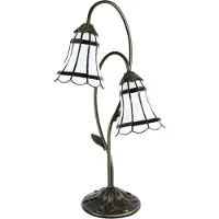 Clayre & Eef Tiffany Tischlampe 61 cm Braun Weiß Polyresin