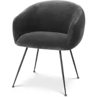 Casa Padrino Luxus Esszimmerstuhl mit Armlehnen Grau / Schwarz 61 x 60 x H. 79 cm - Küchenstuhl mit edlem Samtstoff - Esszimmer Möbel - Küchen Möbel - Luxus Möbel - Luxus Einrichtung