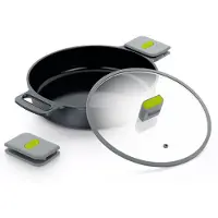 BRA Life | Niedriger Kochtopf 24 cm, 100 % es recyceltes Aluminiumguss, Keramik-Antihaftbeschichtung, vollständig induktionsgeeignet, für alle Herdarten einschließlich Induktion geeignet