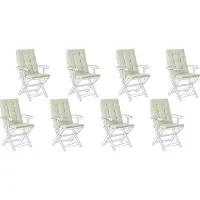 Beliani Auflagen 8er Set Hellgrün Stoff 55x42x5 cm mit Befestigungsbändern Knopfheftung Moderne Sitzauflage für Niederlehner Gartenstuhl