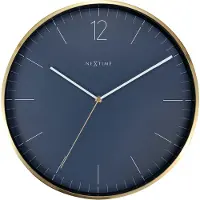 Nextime Essential Gold, Wand, Quarzuhr, Rund, Blau, Gold, Metall, Glas