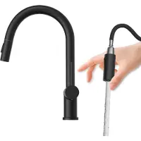 Granitan - Küchenarmatur - Wasserhahn Küche Höhe 19 cm - Schwarz - NAYA