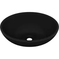 Syfax s Ovales Waschbecken Matt Schwarz 40x33 cm Keramik