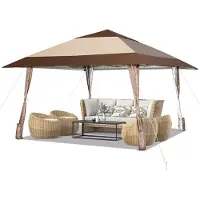 KOMFOTTEU 3.9x3.9m Gartenpavillon höhenverstellbar, Faltpavillon tragbar mit Aufbewahrungstasche & Rädern und 4 Sandsäcken，Gartenzelt Partyzelt für Garten, Terrasse, Hof