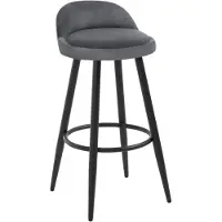 Woltu Barhocker 1er Set Barstuhl Hocker Tresenhocker Bistrohocker Designer Hocker mit Lehne und Fußstütze aus Samt Metall, Dunkelgrau