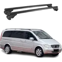 Omtec Dachträger für Mercedes Viano Vito W639 2003-2014 Gepäckträger Alu Schwarz 2x