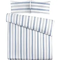 Padiro Bettwäsche-Set 3-teilig für 2 Personen - 200 x 200 cm + 50 x 75 cm - Extragroß XL - Baumwollsatin - Blau - minimalistisches Streifenmuster