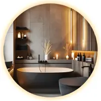 Wallfluent Badspiegel mit LED Wandspiegel Spiegel mit Beleuchtung - Rund Ø40 cm - (Farbtemperatur: Warmweiß 3000K）