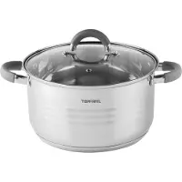 Topfann Edelstahl Kochtopf 2L mit Glasdeckel Topf Suppentopf Universaltopf Induktion 18cm