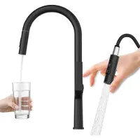 Granitan - Küchenarmatur - Wasserhahn Küche Höhe 46 cm - Schwarz - ELLIS