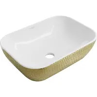 Mexen Rita Aufsatzwaschbecken 45 x 32 cm, weiß/goldenes Schuppenmuster - 21084554