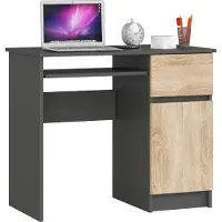 Akord Schreibtisch PIKSEL rechts Graphitgrau Front Sonoma-Eiche B90xH77xT50 cm