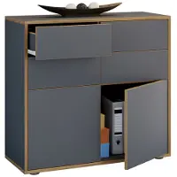 VCM Holz Kommode | Sideboard mit Drehtüren und Schubladen | Büromöbel | Maße ca H. 74 x B. 100 x T. 32cm - Salia
