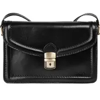 Bagan Umhängetasche "Damen echt Leder, Made in Italy", Damen, Gr. B/H/T: 21cm x 13cm x 5cm onesize, schwarz, Leder, beschichtet, glänzend, Taschen Umhängetasche, echt Leder, Made in Italy