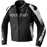 Spidi Track Warrior Motorrad Lederjacke, schwarz/weiß, 52