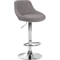 CLP Barhocker LAZIO Mit Stoffbezug I Drehbarer Thekenhocker Mit Fußstütze I Höhenverstellbarer Barstuhl Mit Trompetenfuß, Farbe: grau, Gestellfarbe: chrom