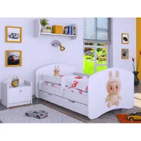 BDW , Kinderbett mit Matratze, Lattenrost, Schublade, LABU, Weiß, 190x90