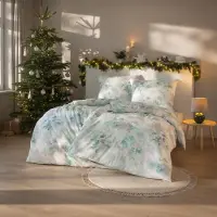 Estella Kuschel Flanell Bettwäsche 135x200 Frosted flowers bleu Eisblumen 4467-630