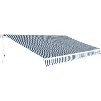 The Living Store Gelenkarmmarkise 500 cm Blau/Weiß
