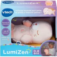 Vtech Baby LumiZen Rose, Leuchtendes Stofftier, Musikalisches Doudou, 0-8 Jahre, Grau