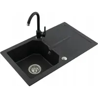 Sonstiges Granit Küchenspüle Spüle Einbauspüle Spülbecken 750x435mm Farbauswahl + Armatur, Farbe:graphit