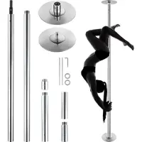 SucceBuy Professionelle Tanzstange, 45 mm robuster Edelstahl, höhenverstellbar, drehbare statische Fitnessstange, tragbar, abnehmbar für das Heim-Fitnessstudio, den Club, das Training, Silber