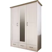 Lomadox Kleiderschrank im Landhaus Stil LUND-78 in Pinie weiß Nb./Trüffel Eiche Nb., B/H/T: ca. 148/201/62 cm