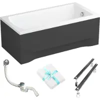 For you Aqua | Polimat Badewanne Tola - 150x75cm - Acryl - Automatischer Syphon - Weiße Verkleidung