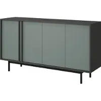 Mirjan 24 Sideboard Alsy 4D REG 6, Kommode mit vier Drehtüren, Schwarze Metallfüße (Farbe: Anthrazit / Aloe)