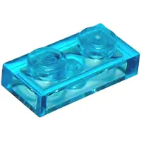LEGO 100x 1x2 Platten 3023 - Plate Trans - Hellblau - Trans-Light Blue