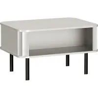 Lomadox Wohnzimmer Couchtisch mit 92 cm Breite in Weiß, mit 2 offenen Fächern - NASHVILLE-161