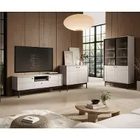 Lomadox Wohnzimmer Set inkl. Vitrinenschrank in Beige JANTAR-160, 3-teilig