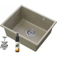 Granitan - Granitspüle - Spülbecken 46x38 cm - Braun - mit Siphon Chrom - MANADO