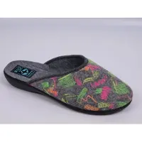 Adanex Damenpantoffeln DIANA 29864, grau mit Neonmuster