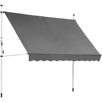 Mucola Klemmmarkise höhenverstellbar Balkon Markise ohne Bohren Sonnenmarkise Sonnenschutz Windschutz - Grau mit LED 250 x 120 cm