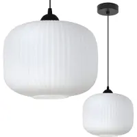 Light11 HOME Hängelampe Riffle Schwarz 1-Flächig Weisser Zylinder 25 Cm E27
