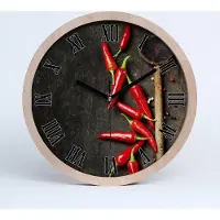 Tulup Holzuhr 20fi cm wanduhr - schwarze Spitzen - Peperoni